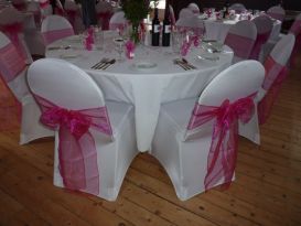 chair covers hot pink sashes